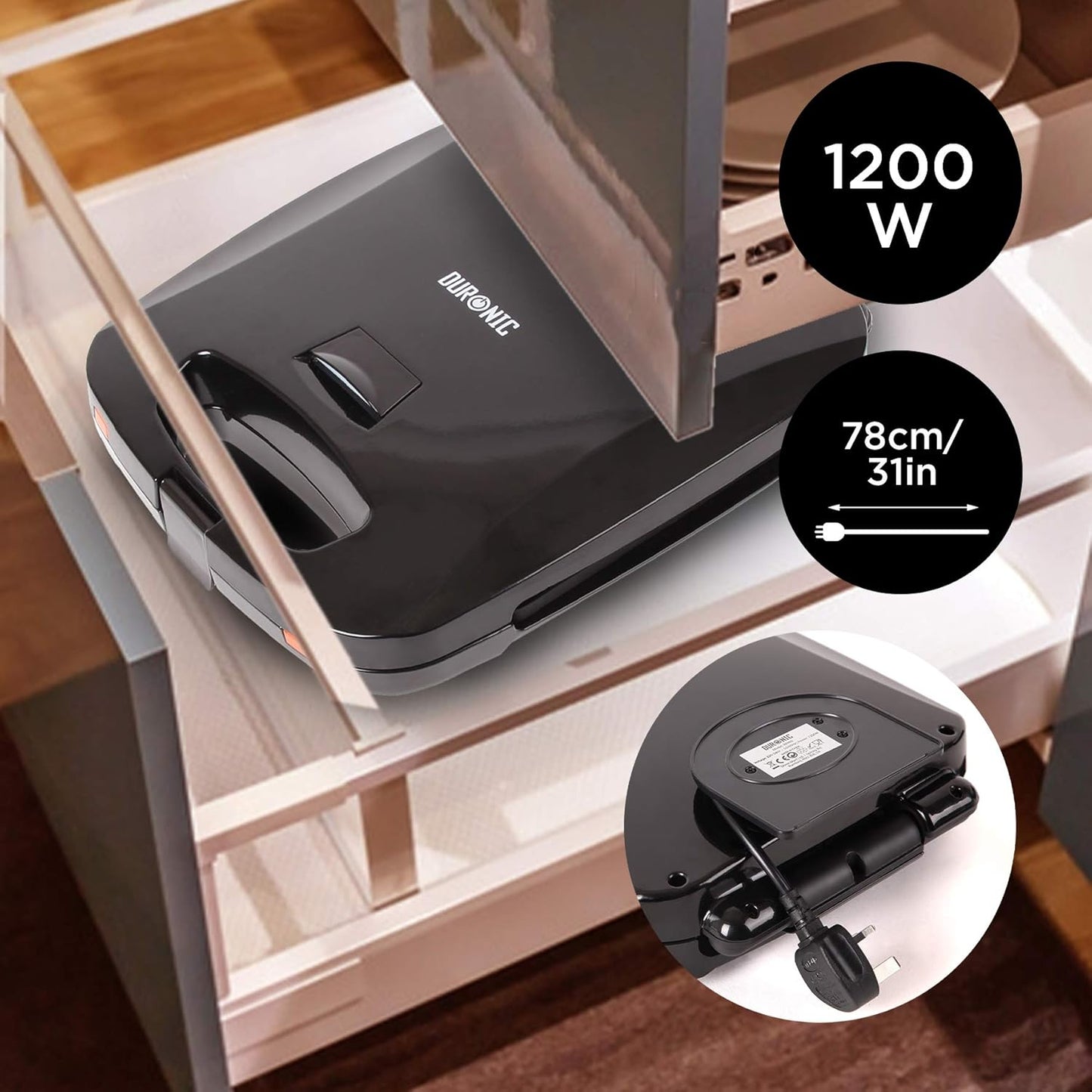 3-in-1 Electric Grill & Snack Maker with Plates