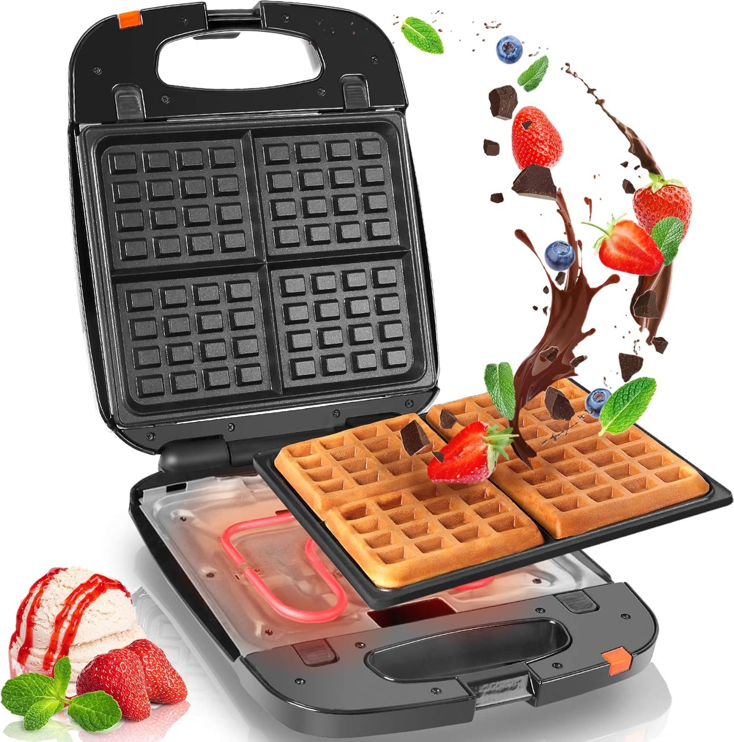 3-in-1 Electric Grill & Snack Maker with Plates