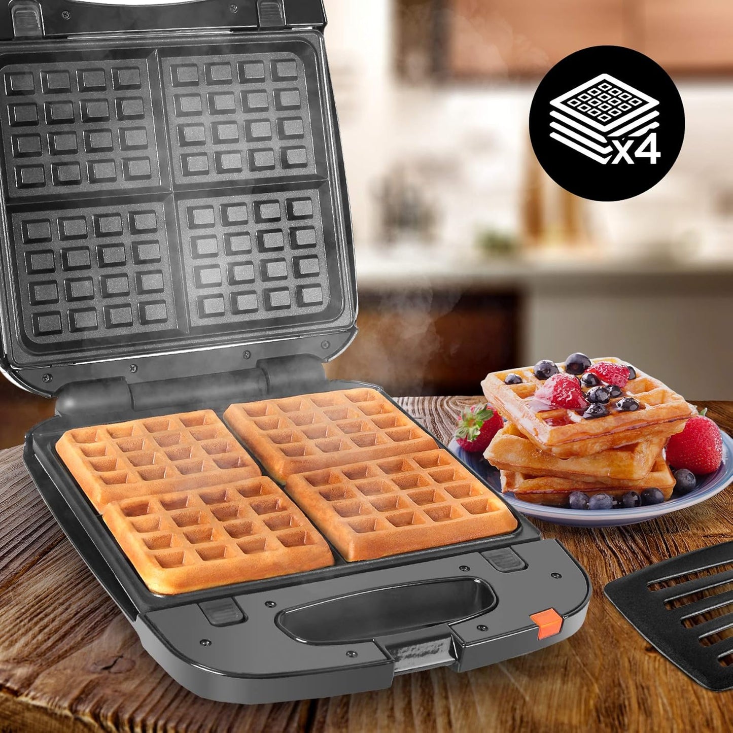 3-in-1 Electric Grill & Snack Maker with Plates