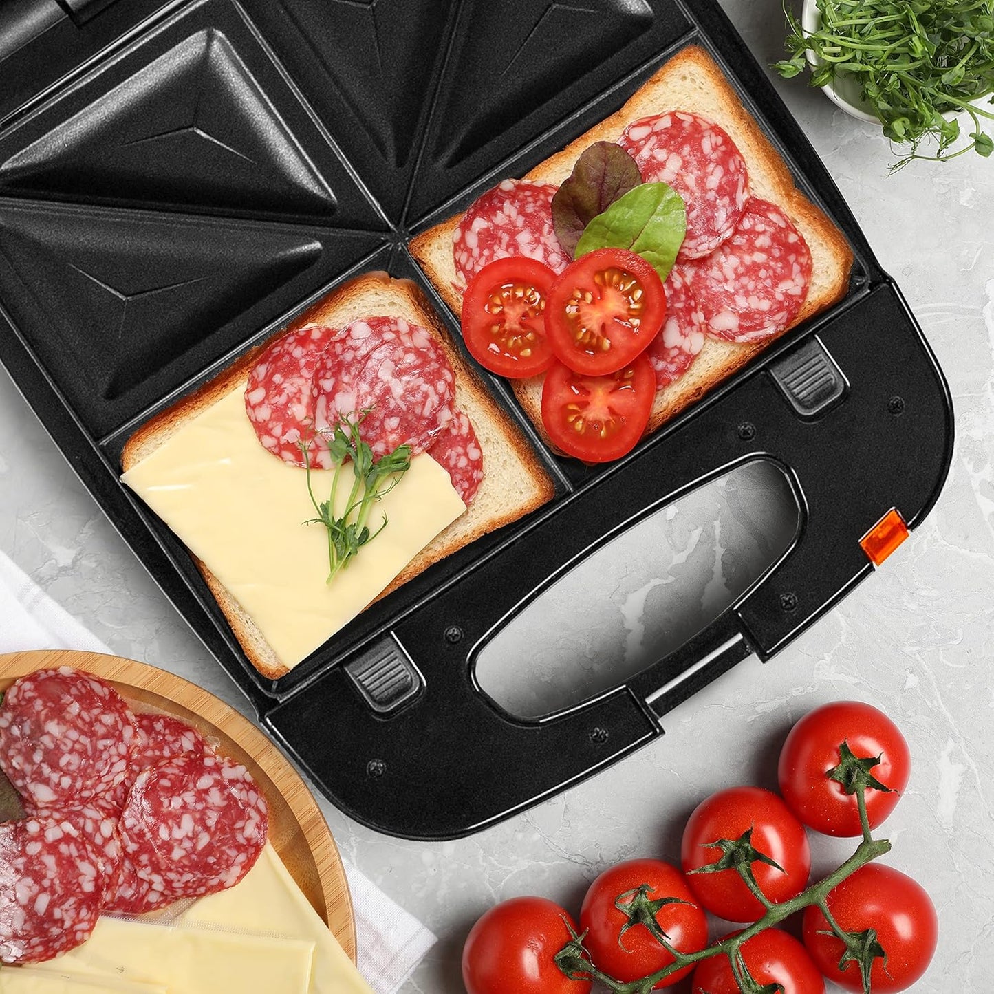 3-in-1 Electric Grill & Snack Maker with Plates