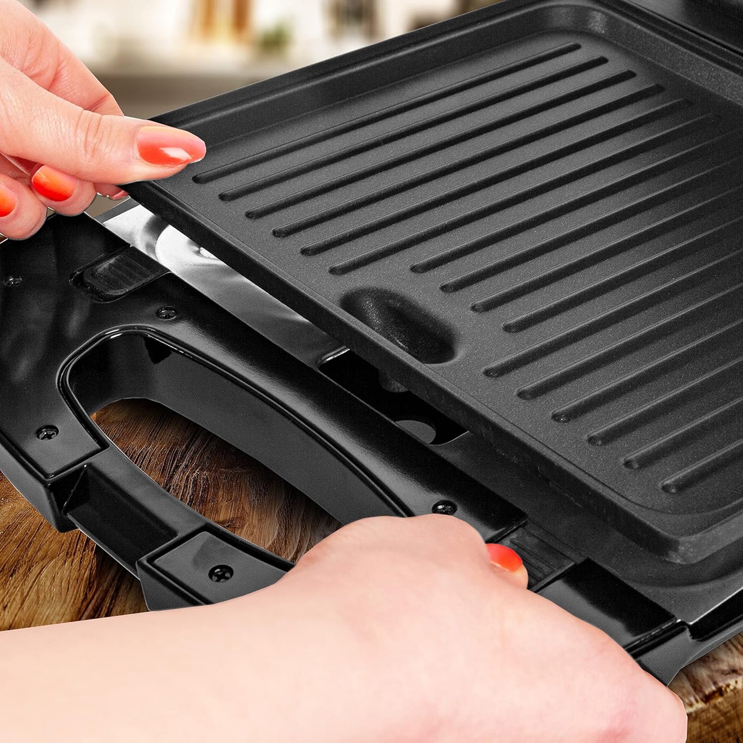 3-in-1 Electric Grill & Snack Maker with Plates