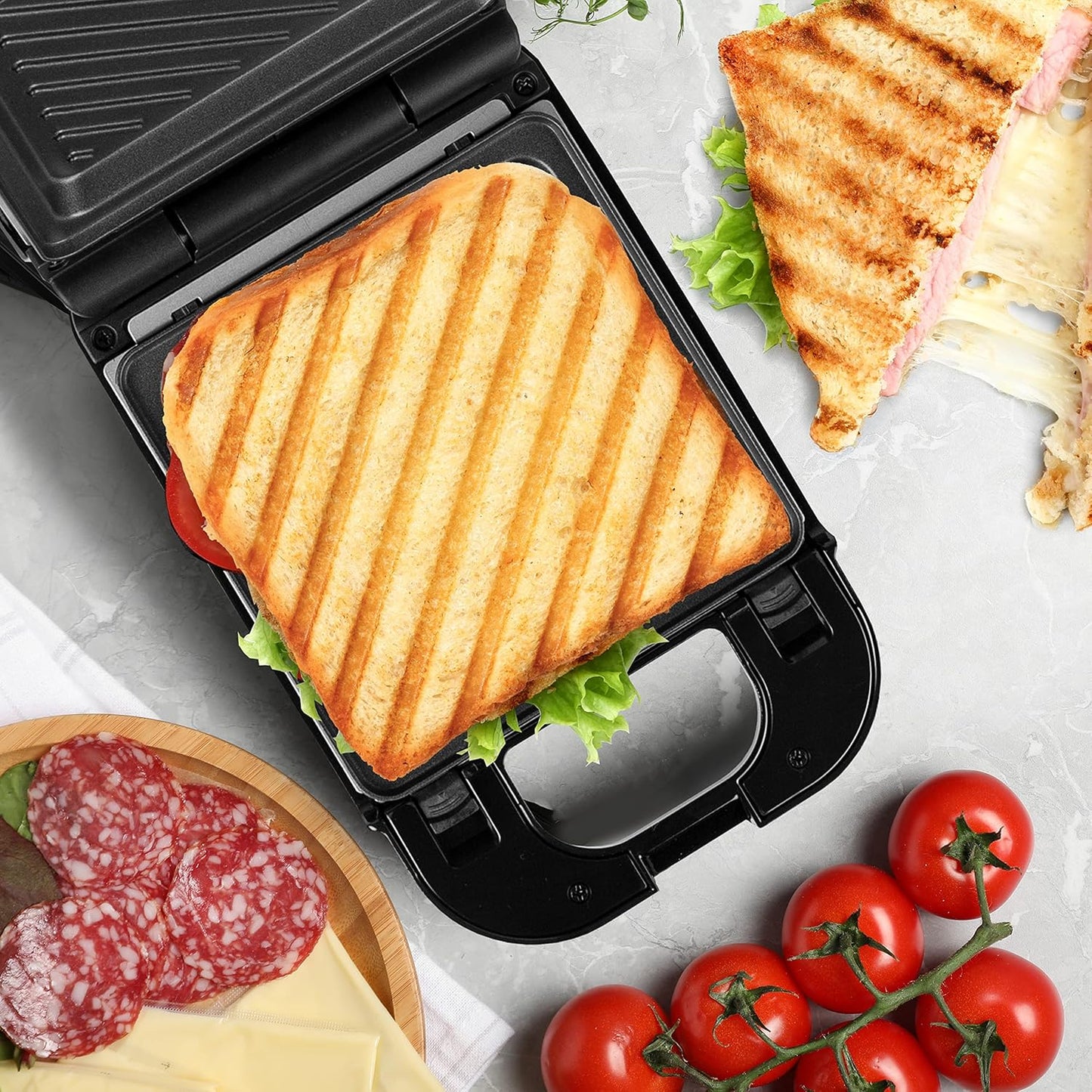 3-in-1 Electric Grill & Snack Maker with Plates