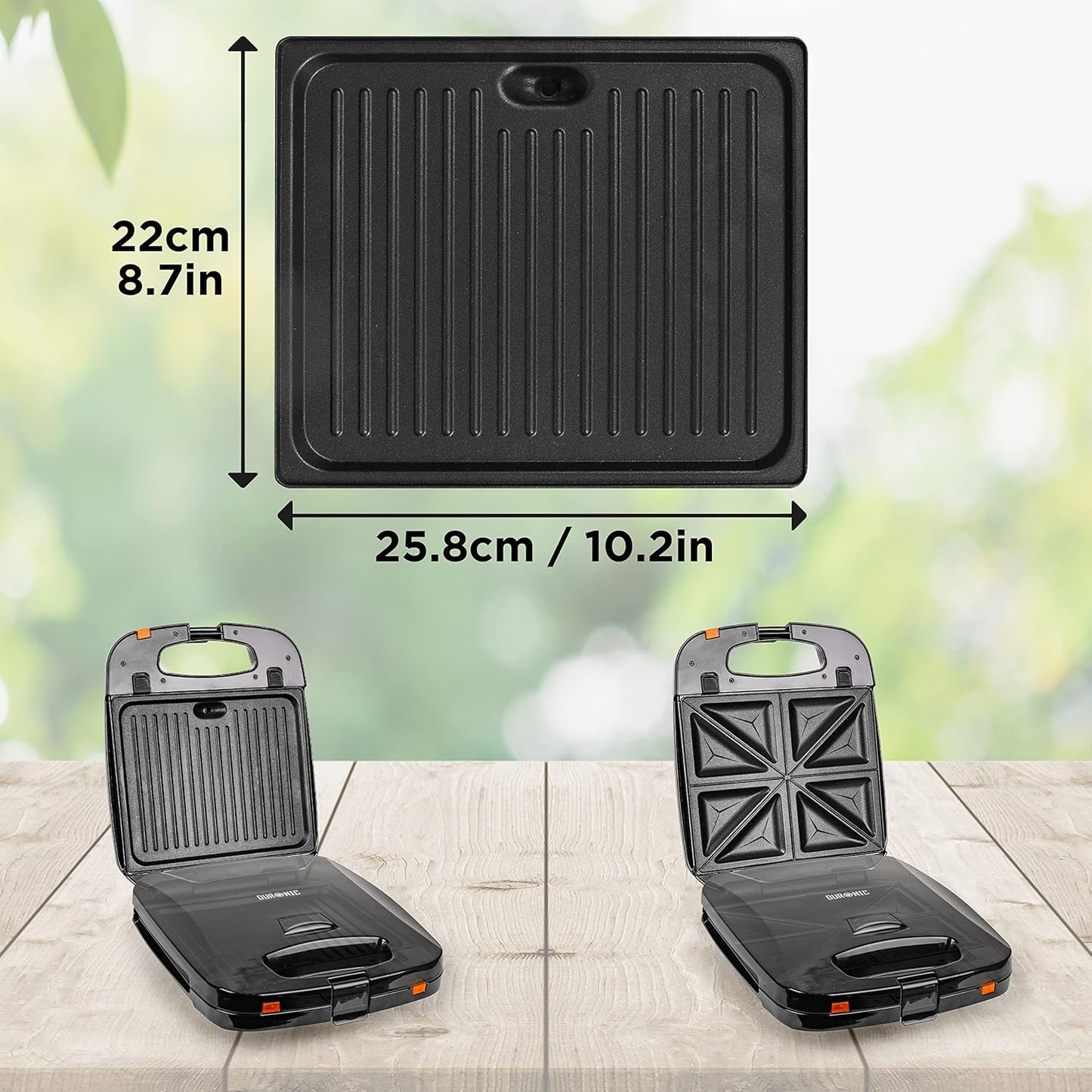 3-in-1 Electric Grill & Snack Maker with Plates