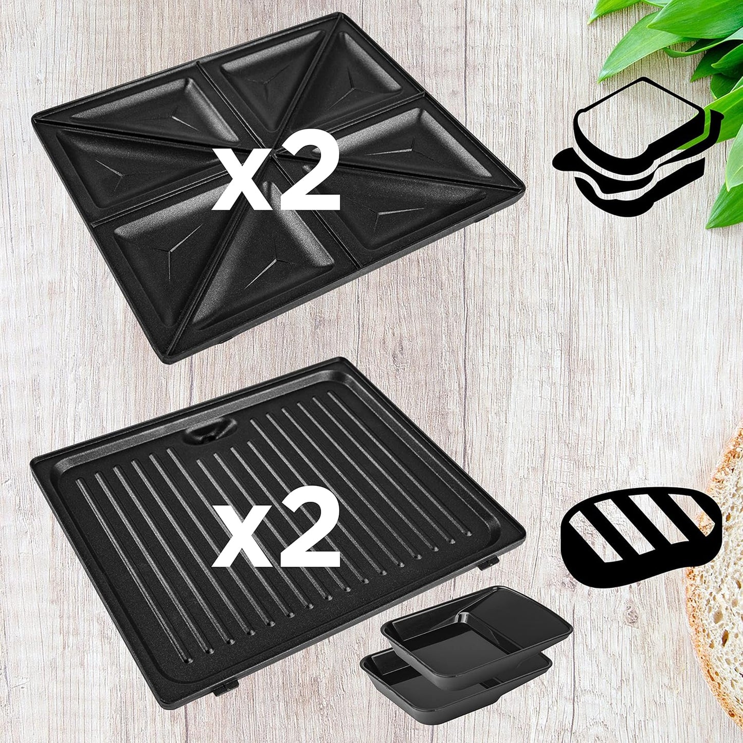 3-in-1 Electric Grill & Snack Maker with Plates