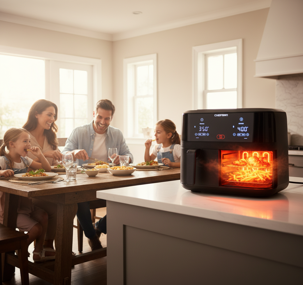 TurboFry Touch Dual Air Fryer - 2-Basket Capacity, Digital Controls & Healthy Meals