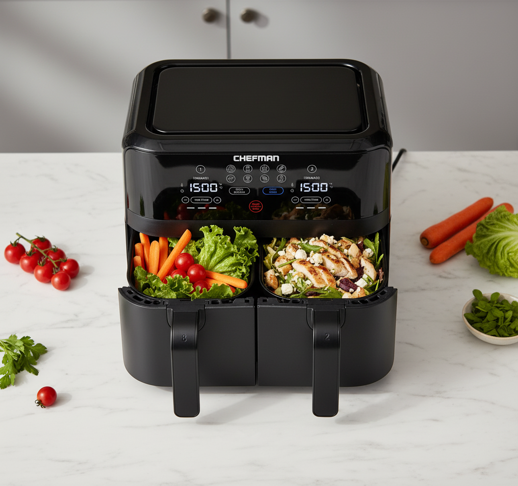 TurboFry Touch Dual Air Fryer - 2-Basket Capacity, Digital Controls & Healthy Meals