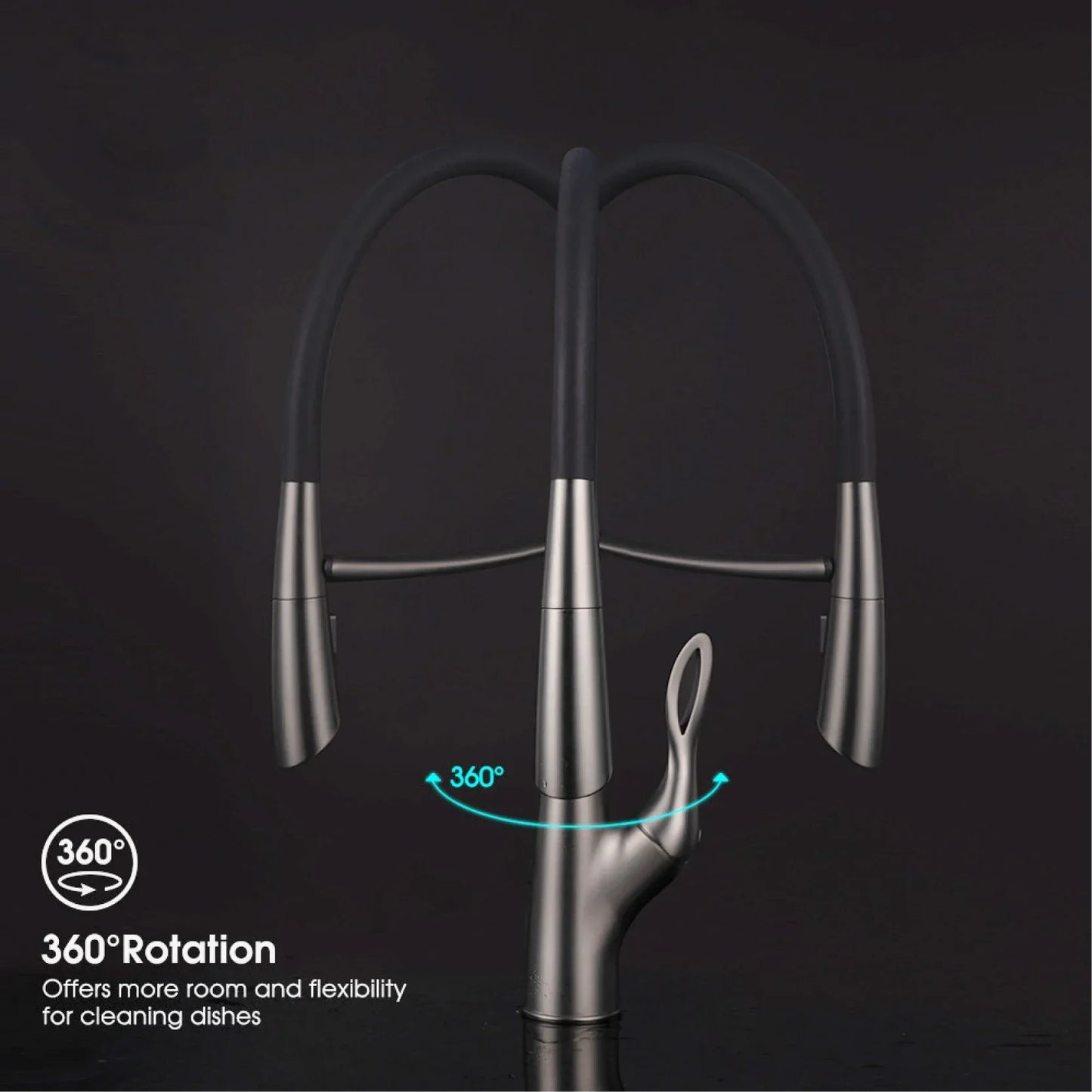 Luxury Gunmetal Pull-Down Modern Kitchen Faucet