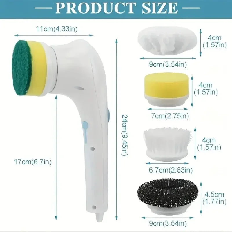 5-in-1 Power Cleaning Brush for Bathroom & Kitchen