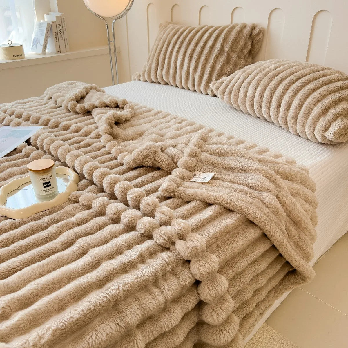 Plush Blanket Thick Wide Striped Multifunction