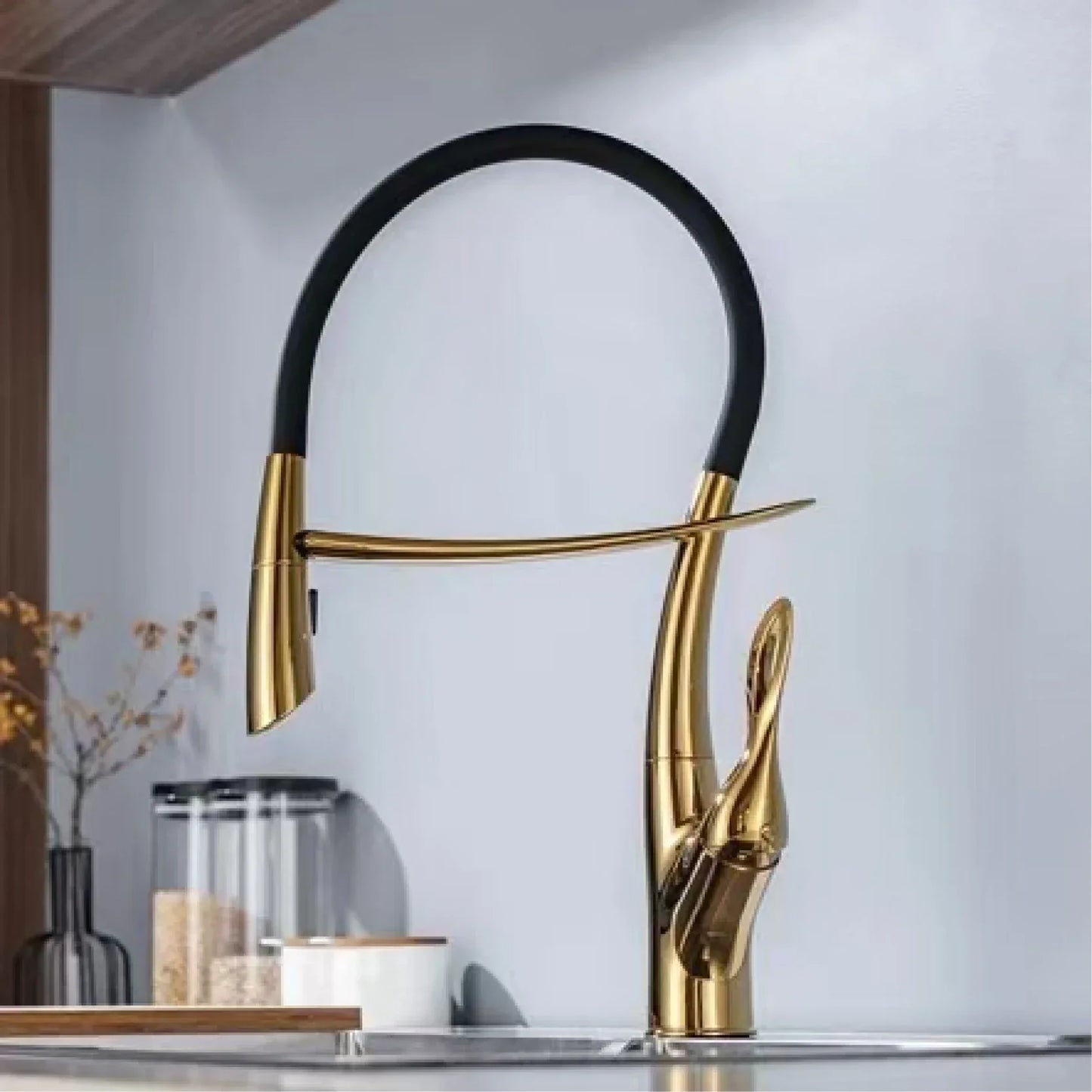 Luxury Gunmetal Pull-Down Modern Kitchen Faucet
