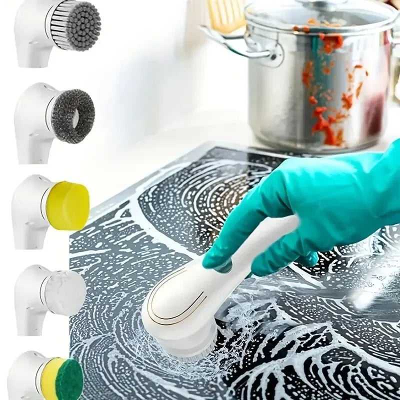 5-in-1 Power Cleaning Brush for Bathroom & Kitchen