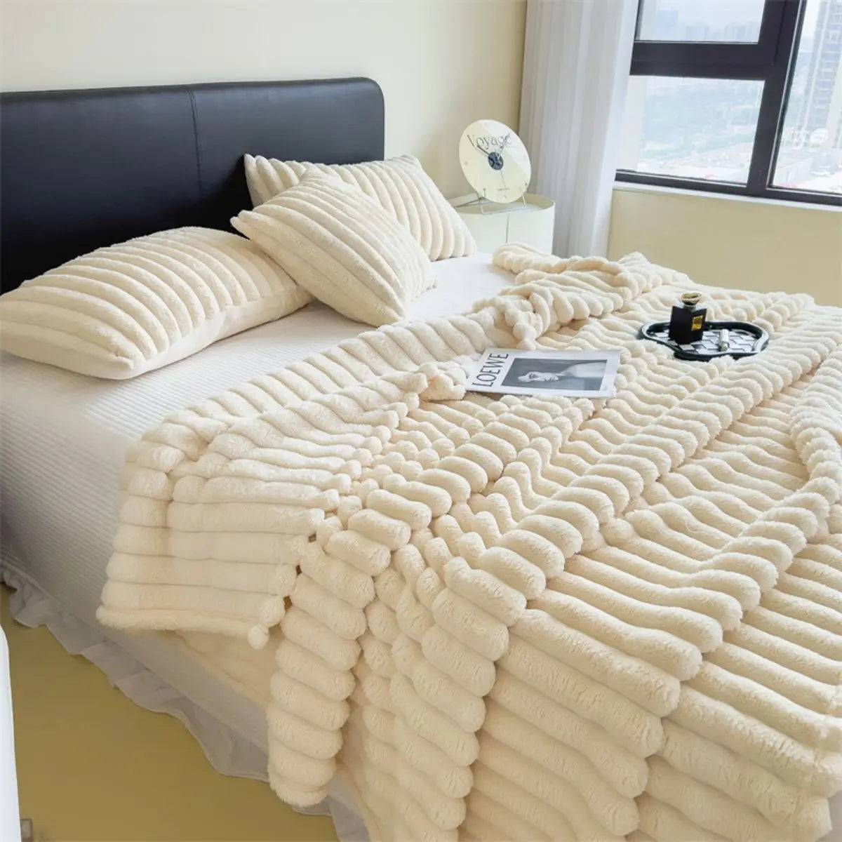 Plush Blanket Thick Wide Striped Multifunction