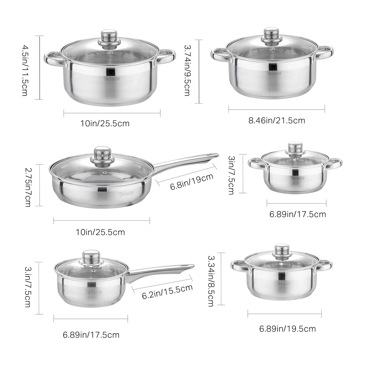 Velaze Kitchen Cookware Set 12 PCS