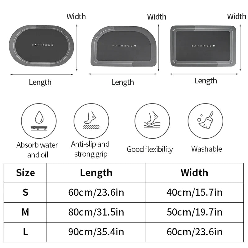 Quick-Dry Non-Slip Bath Mat