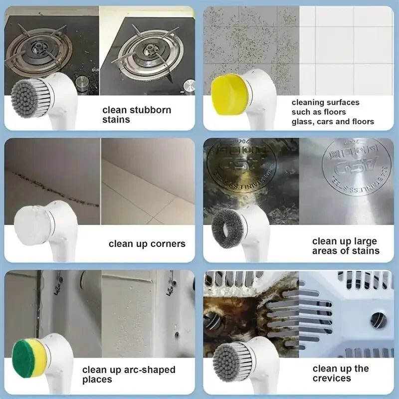 5-in-1 Power Cleaning Brush for Bathroom & Kitchen