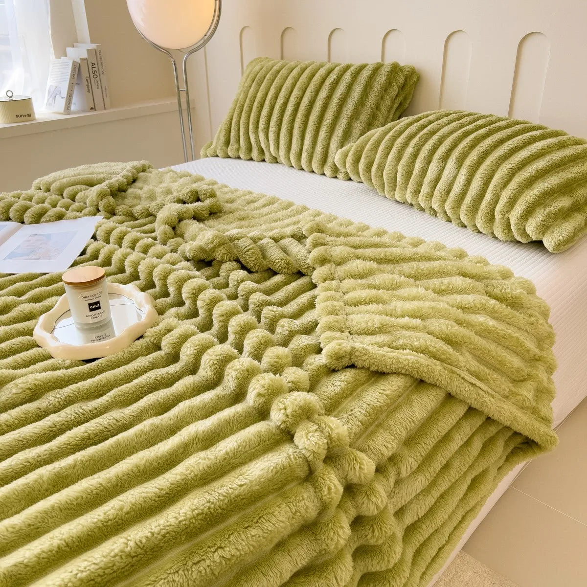 Plush Blanket Thick Wide Striped Multifunction