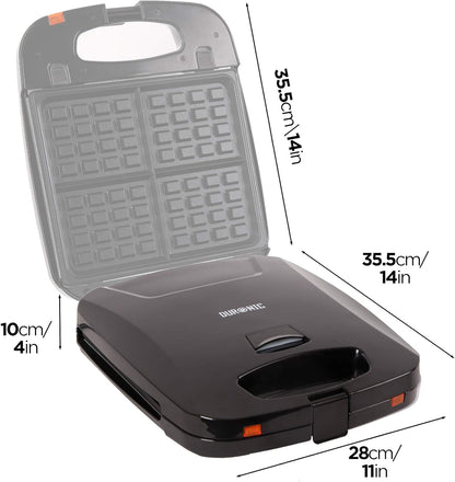 3-in-1 Electric Grill & Snack Maker with Plates