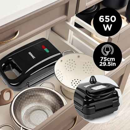 3-in-1 Electric Grill & Snack Maker with Plates