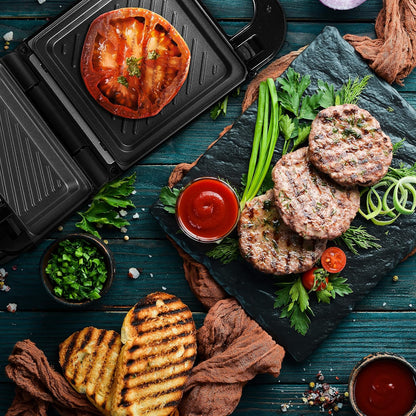 3-in-1 Electric Grill & Snack Maker with Plates