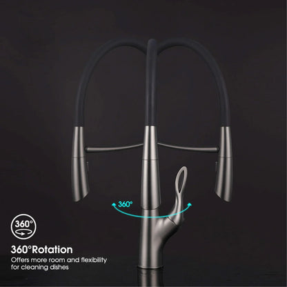 Luxury Gunmetal Pull-Down Modern Kitchen Faucet