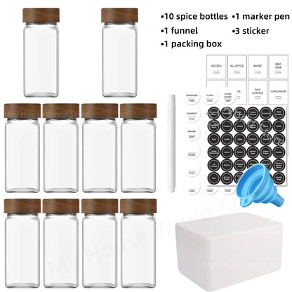 13pcs Glass Spice Jars with Bamboo Lids 4oz