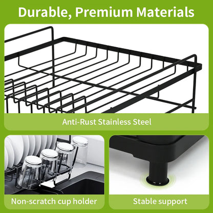 Extendable Dish Drainer Rack with Holders