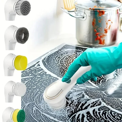 5-in-1 Power Cleaning Brush for Bathroom & Kitchen