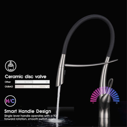 Luxury Gunmetal Pull-Down Modern Kitchen Faucet