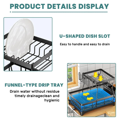 2-Tier Kitchen Dish Drying Rack Removable & Spacious