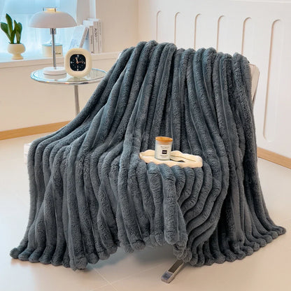 Plush Blanket Thick Wide Striped Multifunction