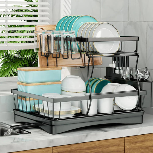 2-Tier Kitchen Dish Drying Rack Removable & Spacious
