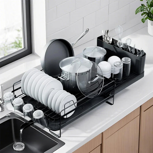 Extendable Dish Drainer Rack with Holders