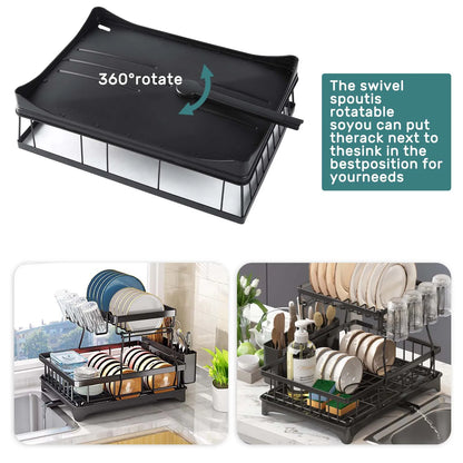 2-Tier Kitchen Dish Drying Rack Removable & Spacious