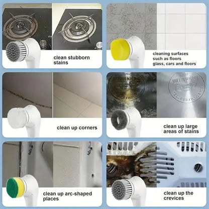5-in-1 Power Cleaning Brush for Bathroom & Kitchen
