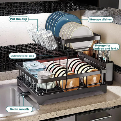 2-Tier Kitchen Dish Drying Rack Removable & Spacious
